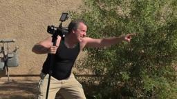 Derek and Dirty Dog on the Film Set