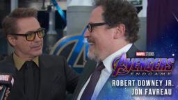 Robert Downey Jr. and Jon Favreau at the Premiere