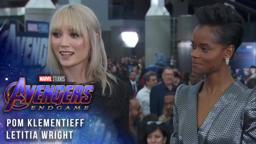 Letitia Wright and Pom Klementieff at the Premiere