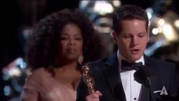 Graham Moore winning Best Adapted Screenplay for "The Imitation Game"